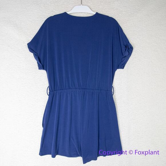 New! 1.STATE Women's Cuffed Sleeve Romper‎ Blue, size L - Picture 7 of 11
